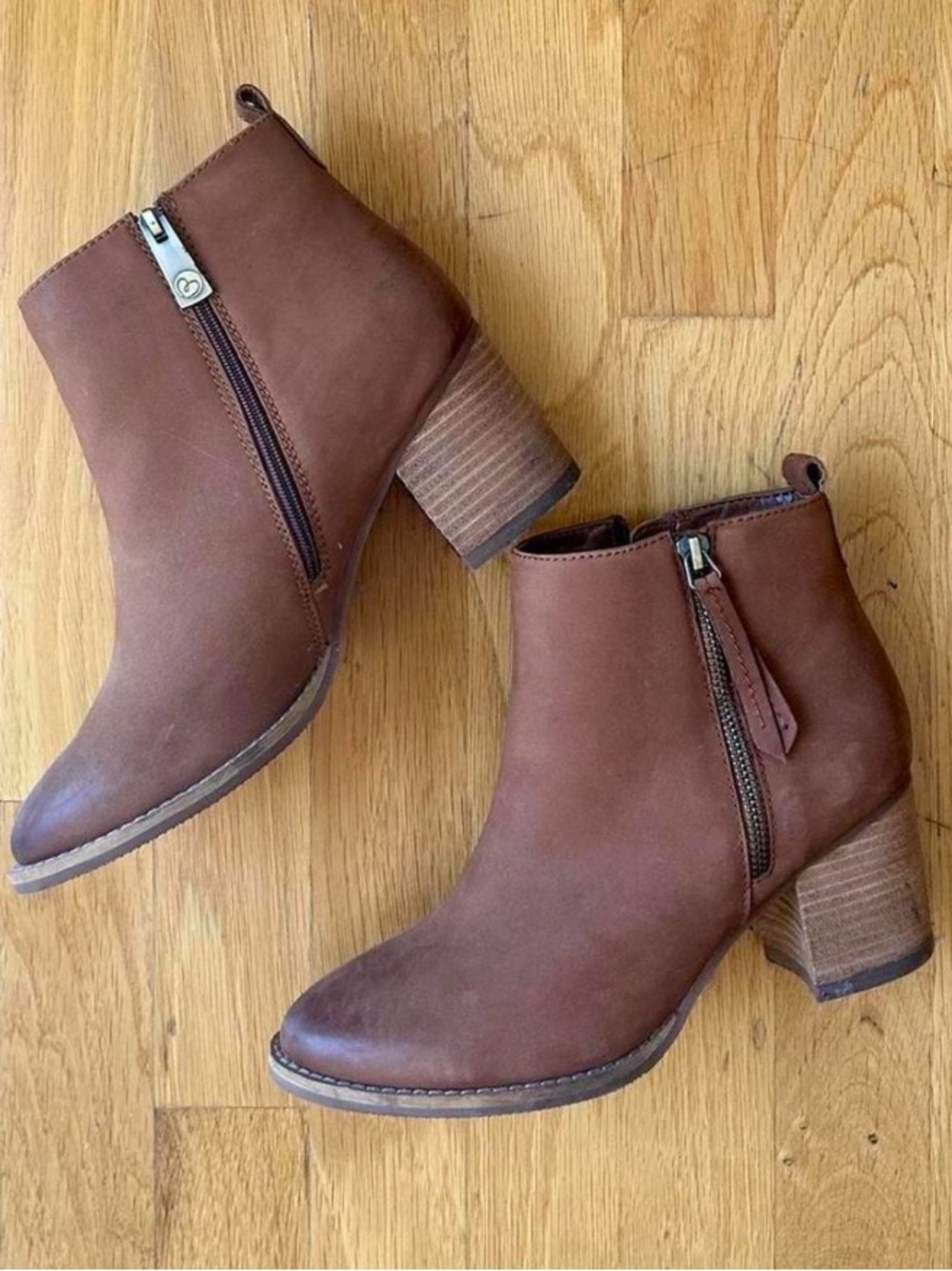 Blondo Brown Zip-Accent Ankle Booties